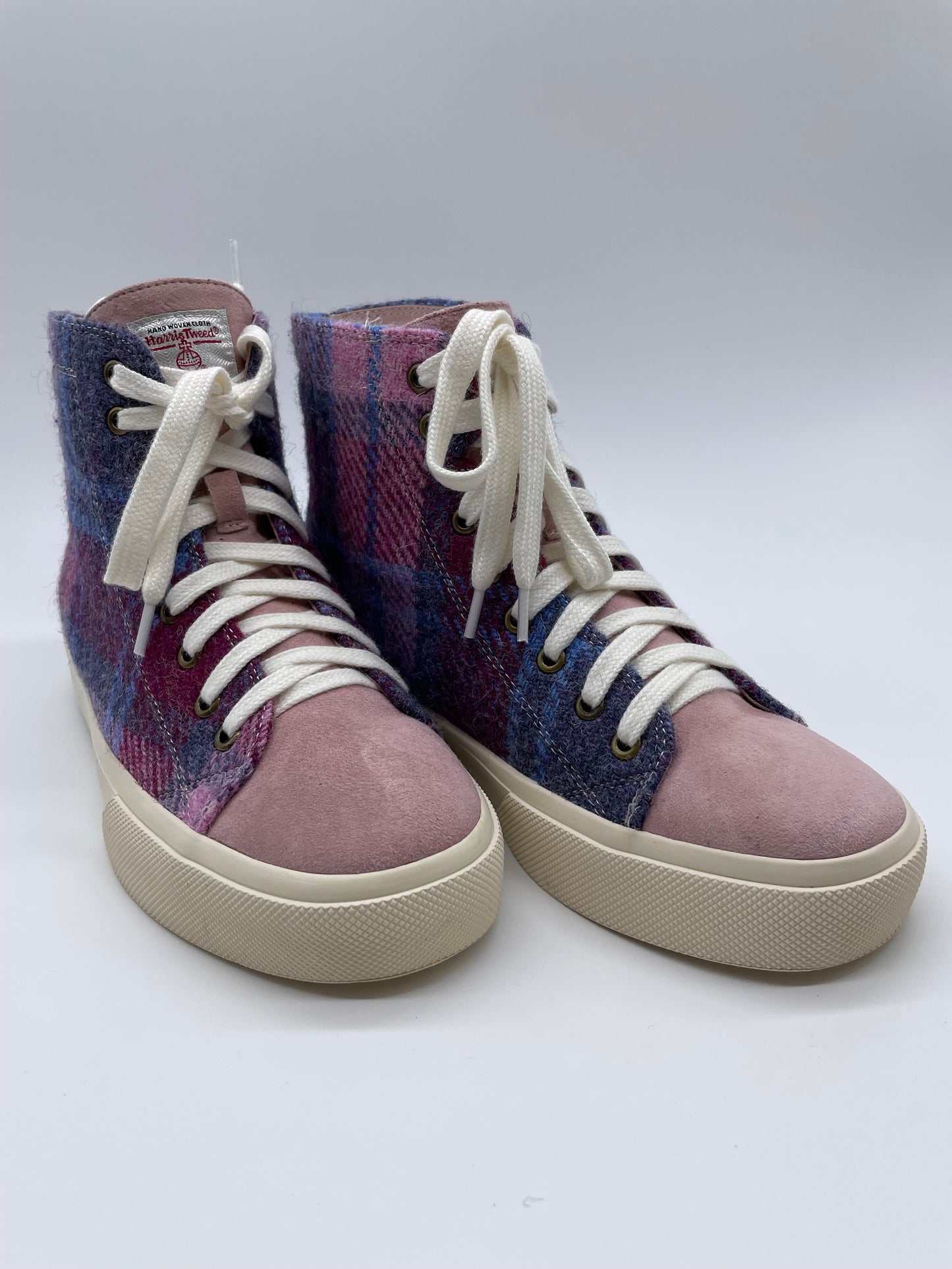 THE BLAIR - High Top Trainer - Pink/Blue Tartan