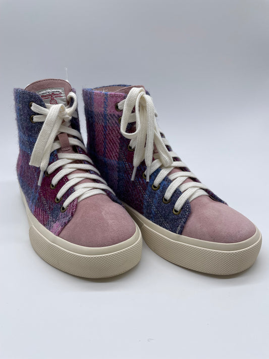 THE BLAIR - High Top Trainer - Pink/Blue Tartan