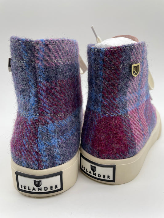 THE BLAIR - High Top Trainer - Pink/Blue Tartan