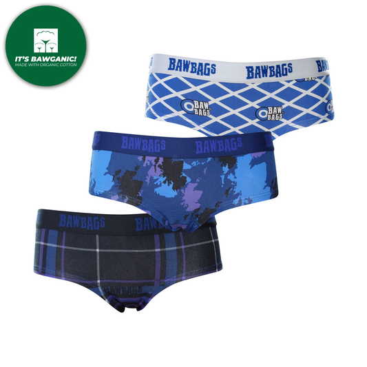 Womens Scotland Rugby Lines Boxer Shorts, Underwear - Bawbags