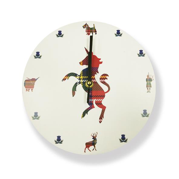 Tartan Icons Wooden Clock